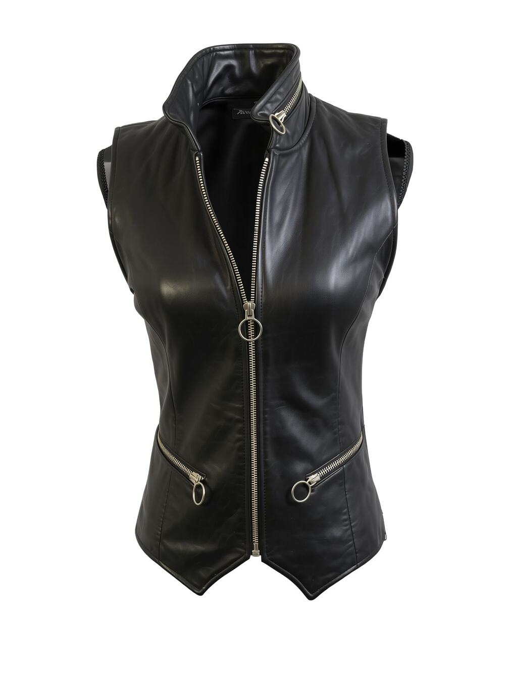 Vintage Hurricane Collection Black Genuine Leather Moto Vest M Ring Zip